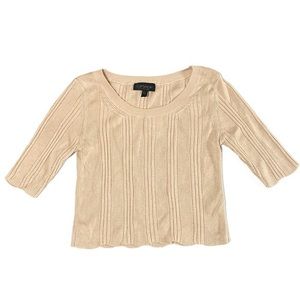 Topshop Crop Scalloped Half-Sleeve Knit Top